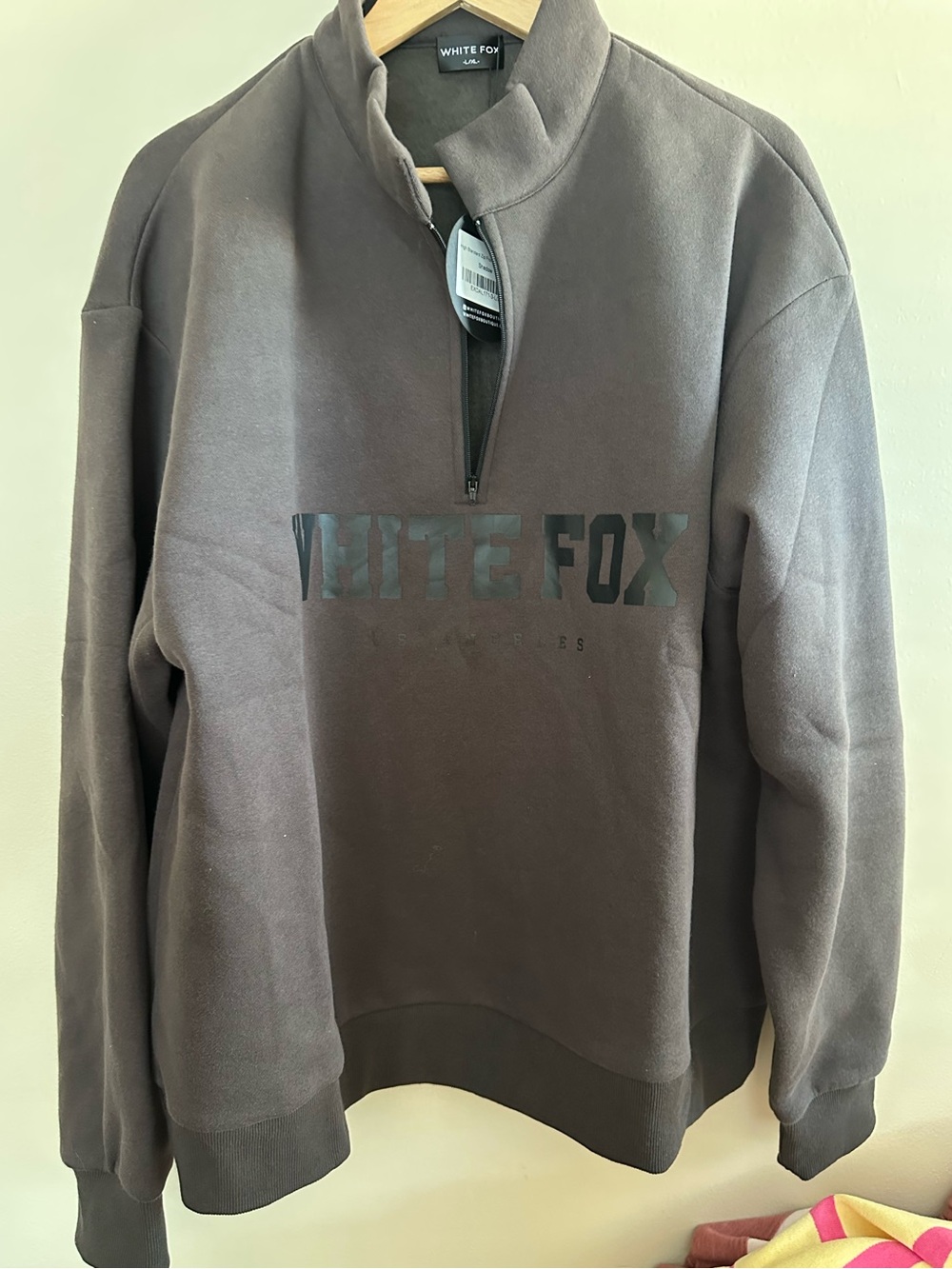 White Fox Boutique Shadow Zip Front Sweater - Charcoal